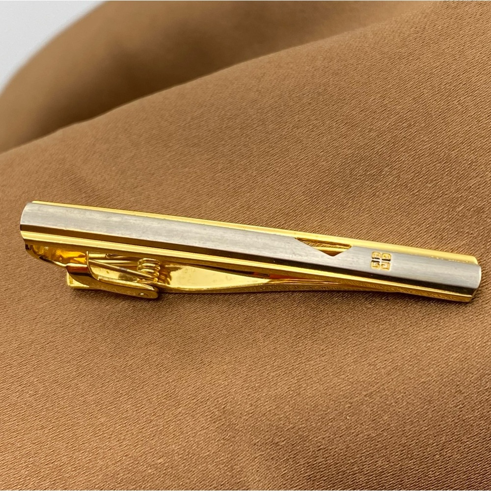 Vintage Givenchy Silver & Gold tone tie clip